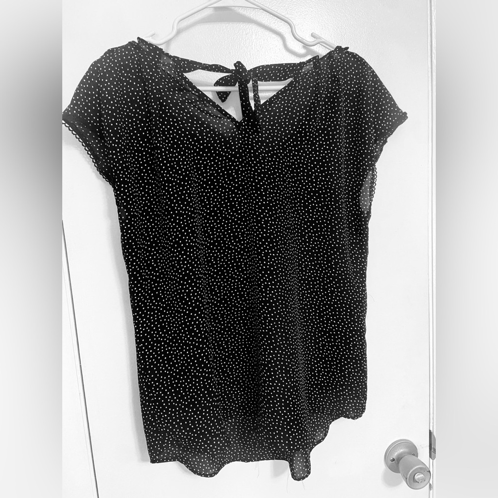 LC Lauren Conrad Black and White Polka Dot Blouse